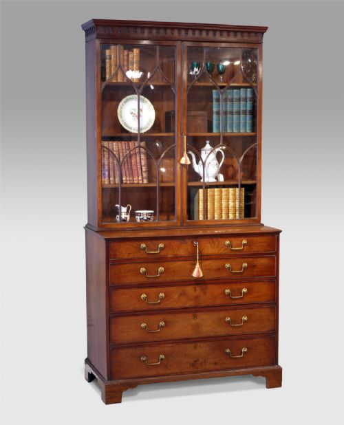 George III Mahogany Secretaire Bookcase