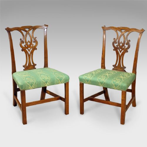 Pair of Chippendale Period Walnut Dining Chairs