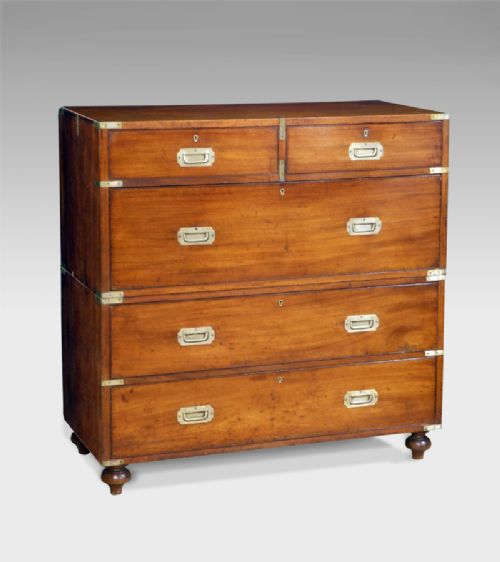 19th Century Brass Bound Mahogany Campaign Chest