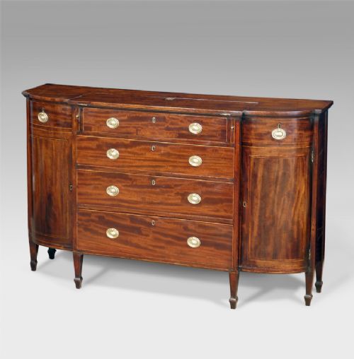 A Rare Regency Mahogany Breakfront Side Cabinet