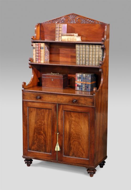 Charming William IV Mahogany Waterfall Bookcase