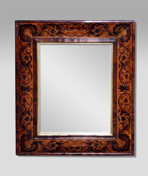 Early Georgian Marquetry Cushion Mirror