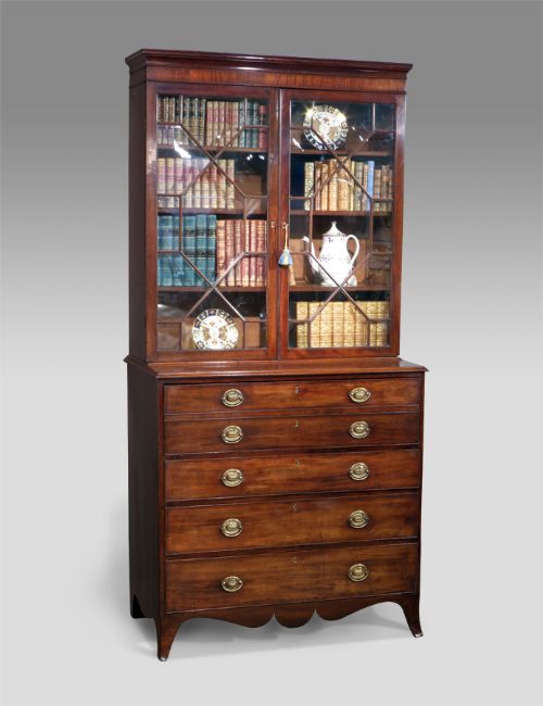 Regency Mahogany Secretaire Bookcase
