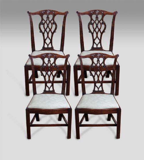 Set of Four Chippendale Period Mahogany Dining Chairs