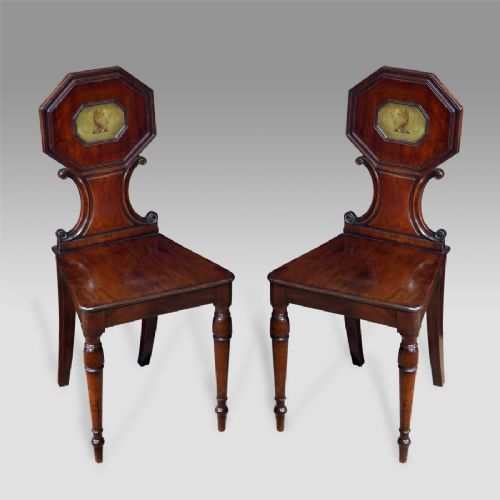 Pair of Good Quality Late Regency Hall Chairs
