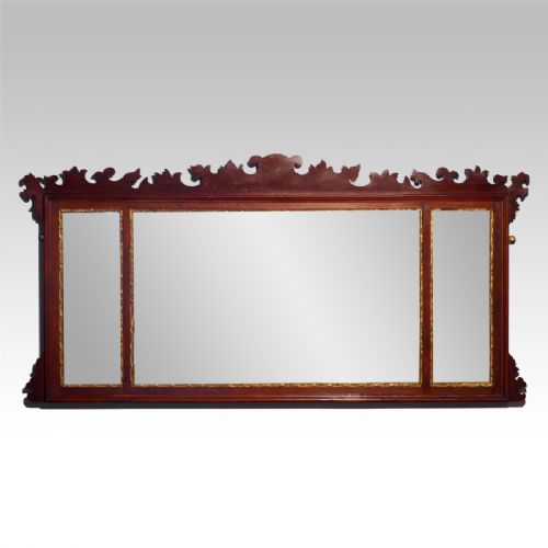 Nineteenth Century Mahogany Fret Overmantel Mirror