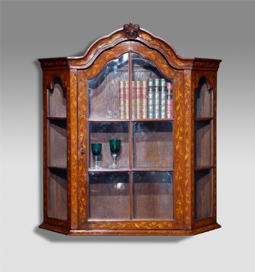 Dutch Marquetry Glazed Display Cabinet