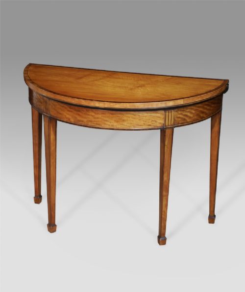 George III Satinwood Demi Lune Card Table
