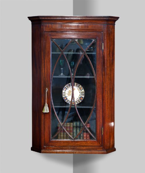 George III Mahogany Glazed Corner Cupboard