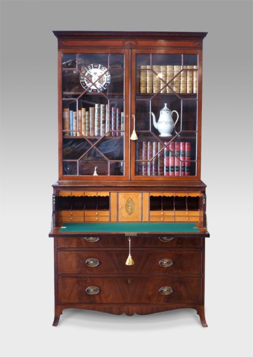Regency Mahogany Secretaire Bookcase