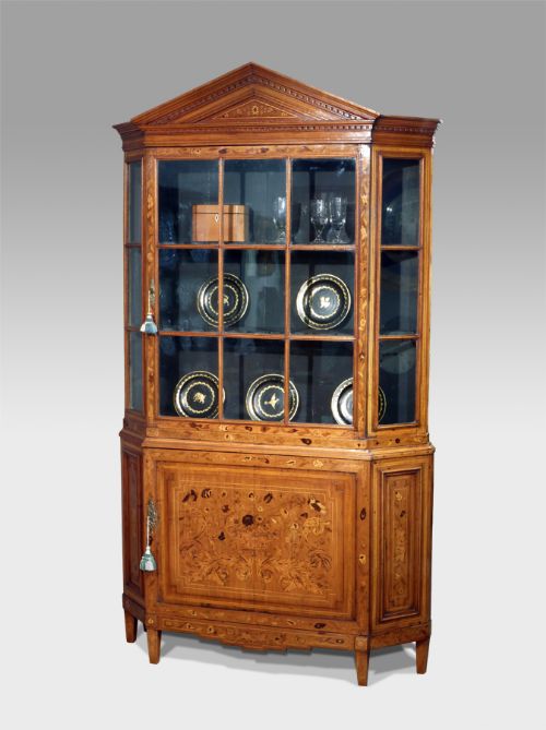 19th Century Dutch Marquetry Display Cabinet