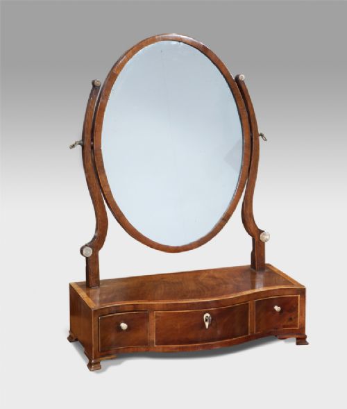 George III Mahogany Serpentine Toilet Mirror