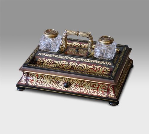 Stunning Nineteenth Century Tortoiseshell Boulle Inkstand