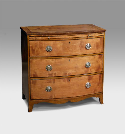 Regency Satinwood Bow Front Chest of Drawers