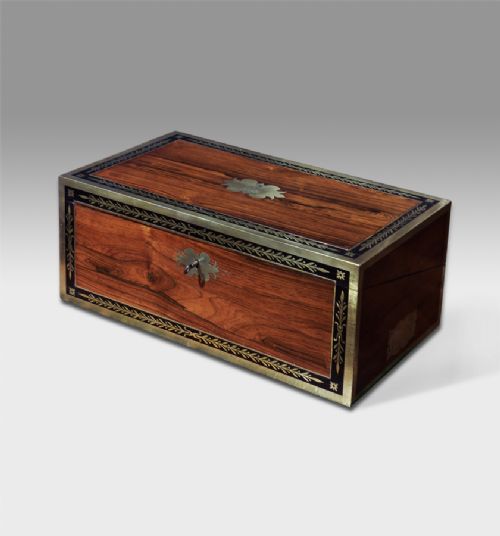 19th Century Brass Bound Rosewood Writing Box