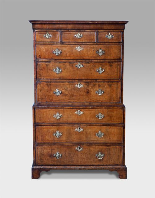 George II Walnut Chest on Chest
