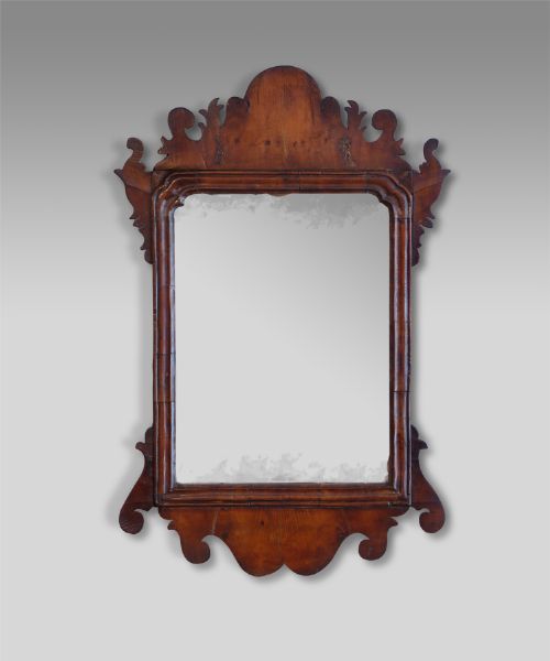 Charming Little George III Yew Wood Fret Mirror