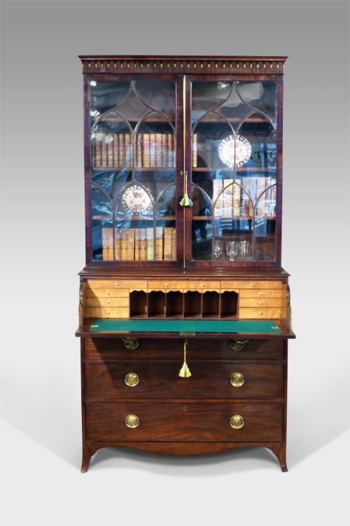 Regency Mahogany Secretaire Bookcase