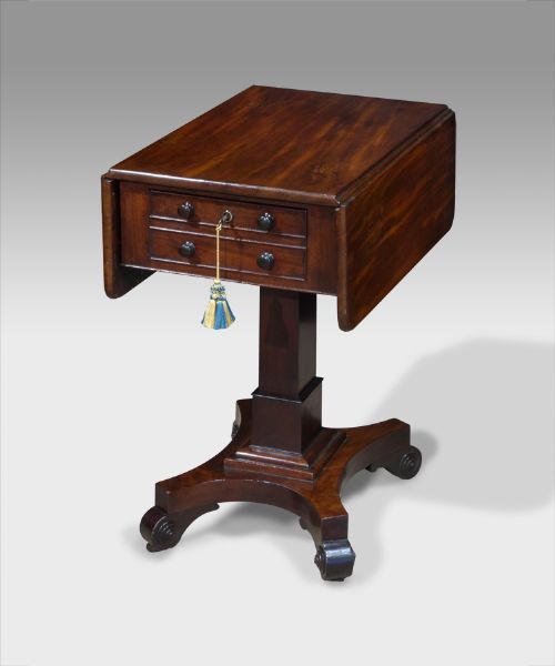 19th Century Mahogany Pedestal Sewing Table