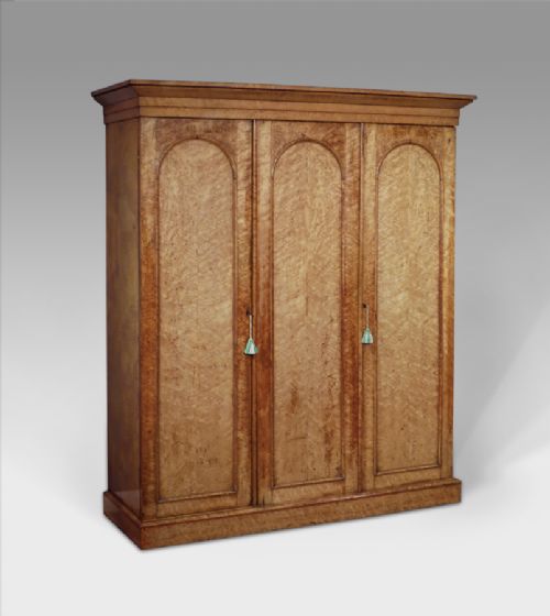 19th Century Birds-eye Maple Triple Door Wardrobe