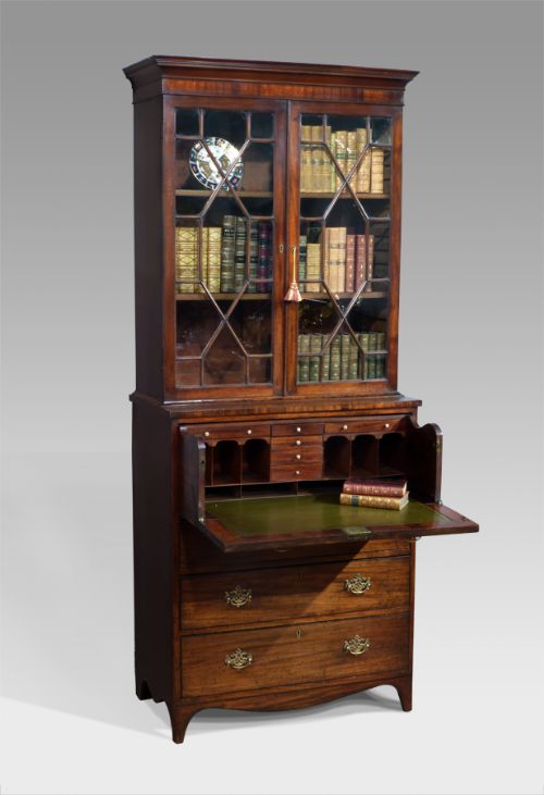 Small Regency Mahogany Secretaire Bookcase