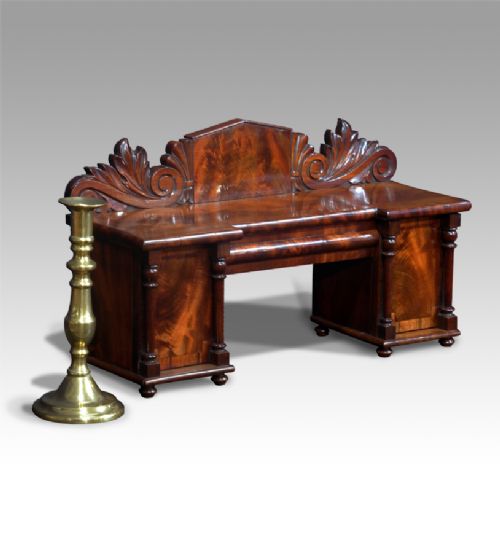 A Rare 19th Century Figured Mahogany Tea Caddy in the Form of a Sideboard
