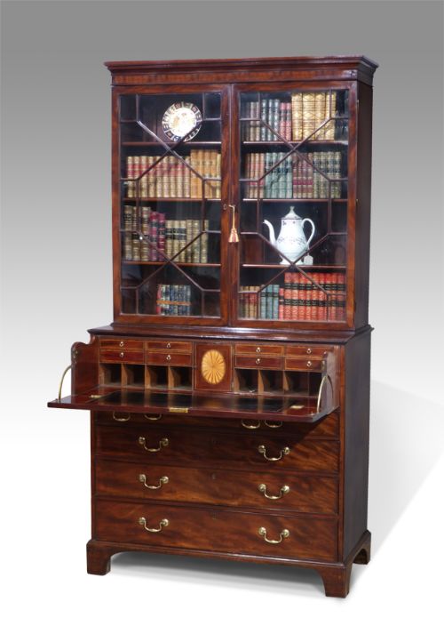George III Mahogany Secretaire Bookcase