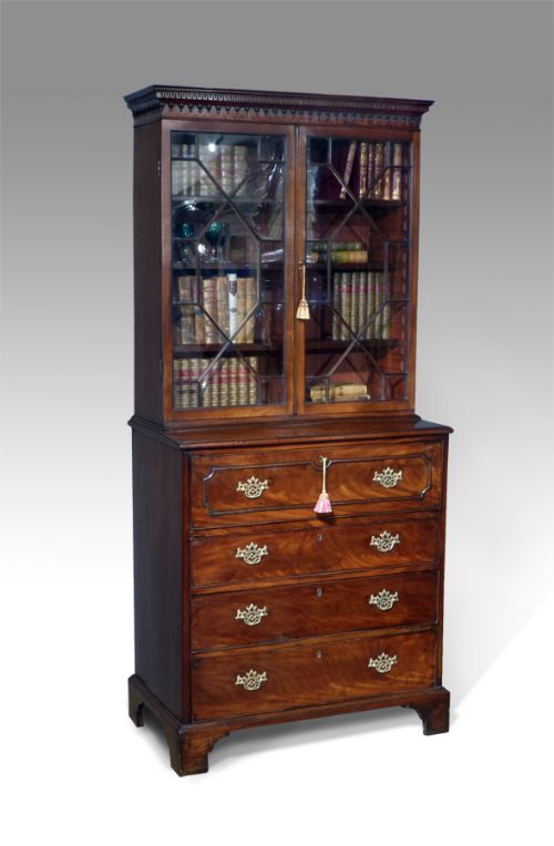 Small Mahogany Secretaire Bookcase