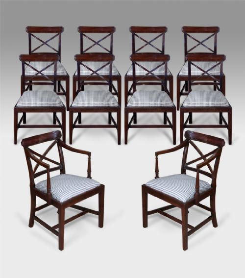 Set of 10 George III Mahogany Dining Chairs