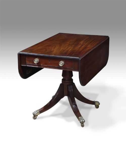 Late Regency Mahogany Pedestal Pembroke Table