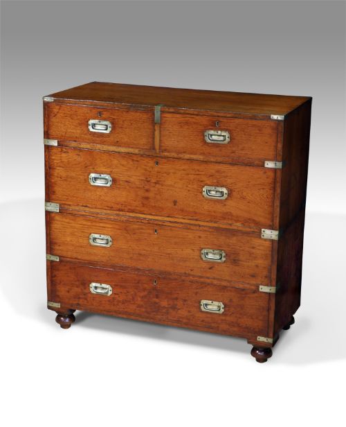 Nineteenth Century Brass Bound Teak Campaign Chest