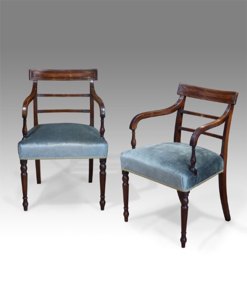 Pair of Attractive Regency Mahogany Open Arm Chairs