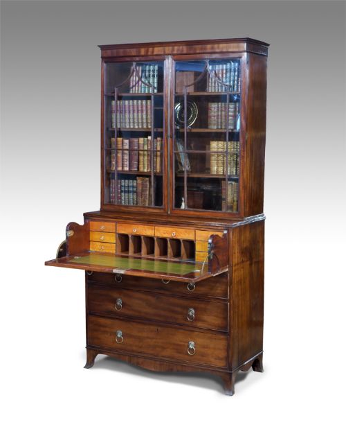 Regency Mahogany Secretaire Bookcase