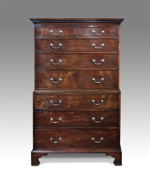 Small George III Mahogany Chest on Chest