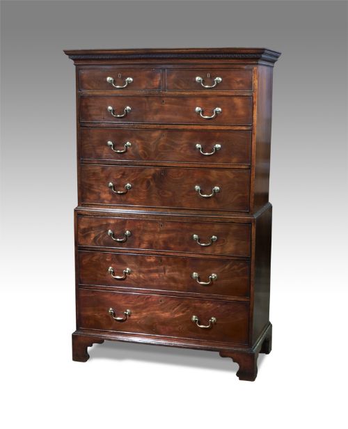 fig 1. Small George III mahogany chest on chest