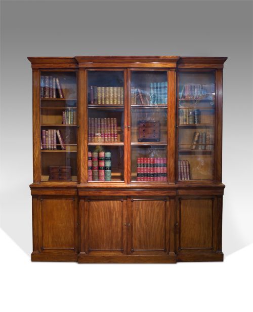 19th Century Mahogany Breakfront Library Bookcase