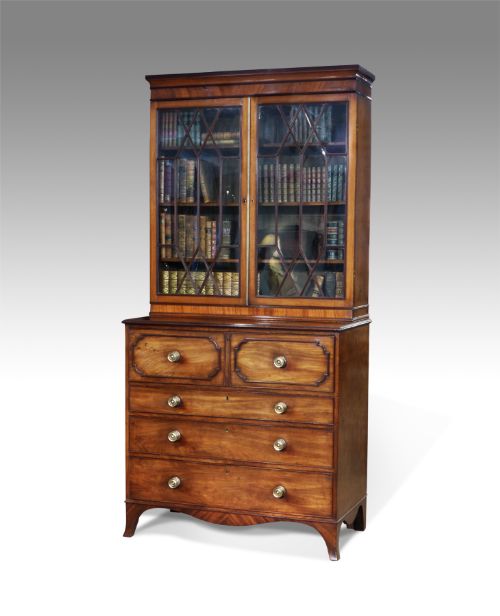 Regency Mahogany Secretaire Bookcase