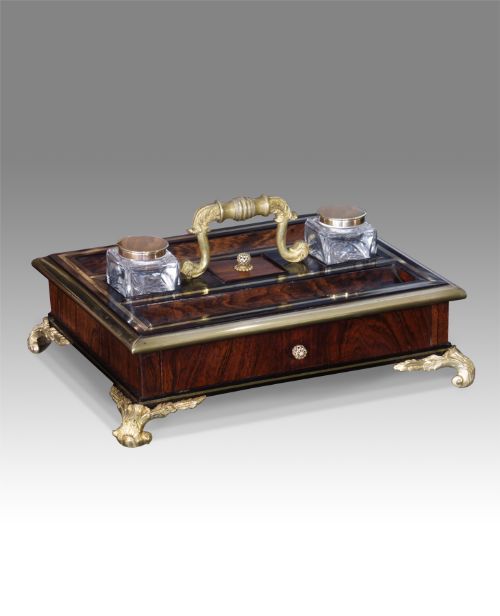Regency Rosewood and Brass Inkstand