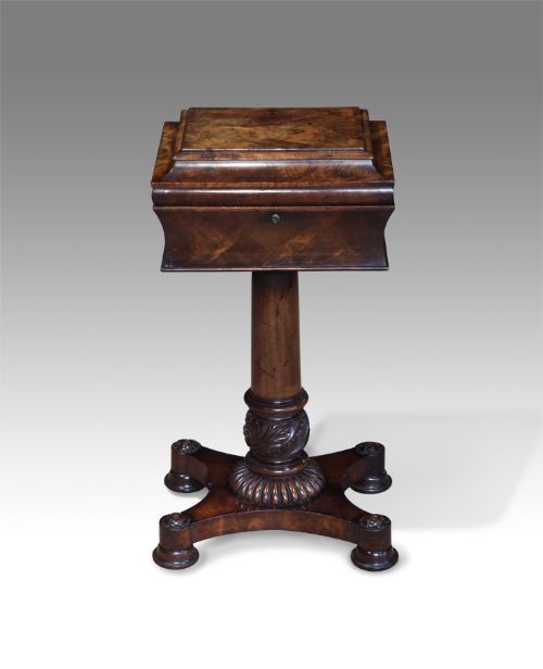 Attractive William IV Flame Mahogany Teapoy