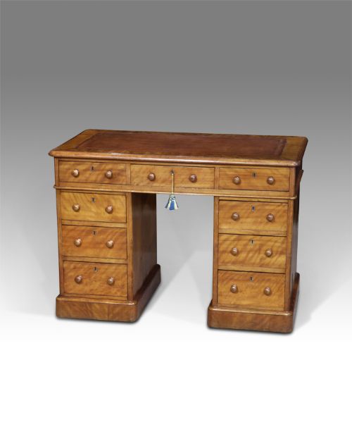 Small 19th Century Satin Birch Pedestal Desk