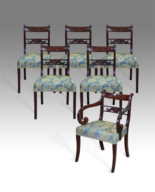 Set of Six Regency Mahogany Dining Chairs