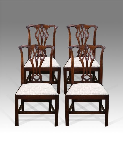 Set of 4 Fine Quality Mahogany Chippendale Period Dining Chairs