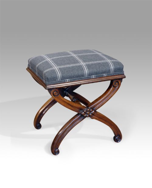 Attractive William IV Rosewood ‘X’ Frame Stool