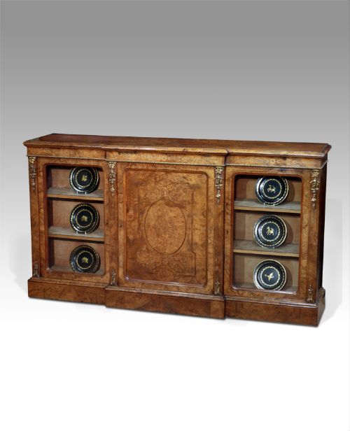 Fine 19th Century Burr Walnut Breakfront Credenza