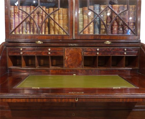REGENCY MAHOGANY CYLINDER BUREAU BOOKCASE - ADDITIONAL PHOTO 2