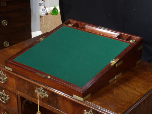 19TH CENTURY BRASS BOUND MAHOGANY WRITING BOX - ADDITIONAL PHOTO 4