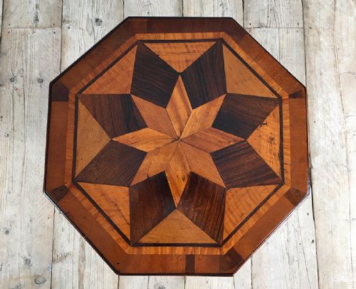19TH CENTURY OCTAGONAL PARQUETRY LAMP TABLE - ADDITIONAL PHOTO 2