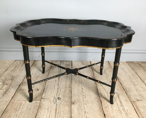 19TH CENTURY LACQUERED TRAY TOP COFFEE TABLE - ADDITIONAL PHOTO 1