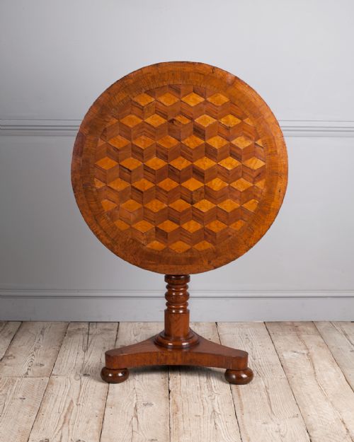 19th century oak and parquetry lamp table - CATEGORY: ANTIQUE TABLES - DATED 19TH CENTURY