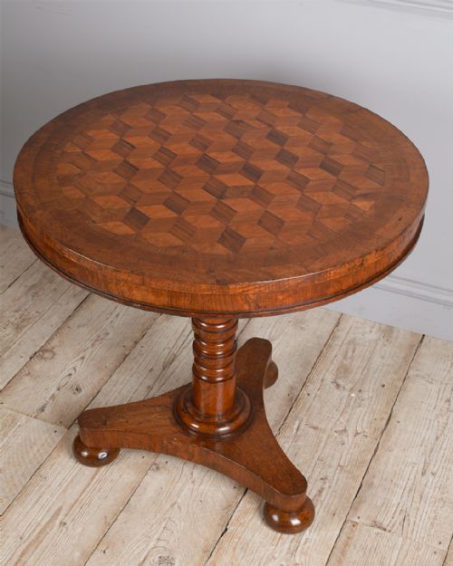 19TH CENTURY OAK AND PARQUETRY LAMP TABLE - ADDITIONAL PHOTO 2
